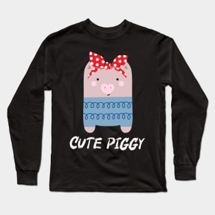 Cute Piggy with bandana i love piggy Long Sleeve T-Shirt